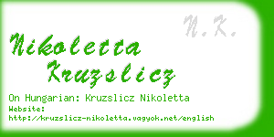 nikoletta kruzslicz business card